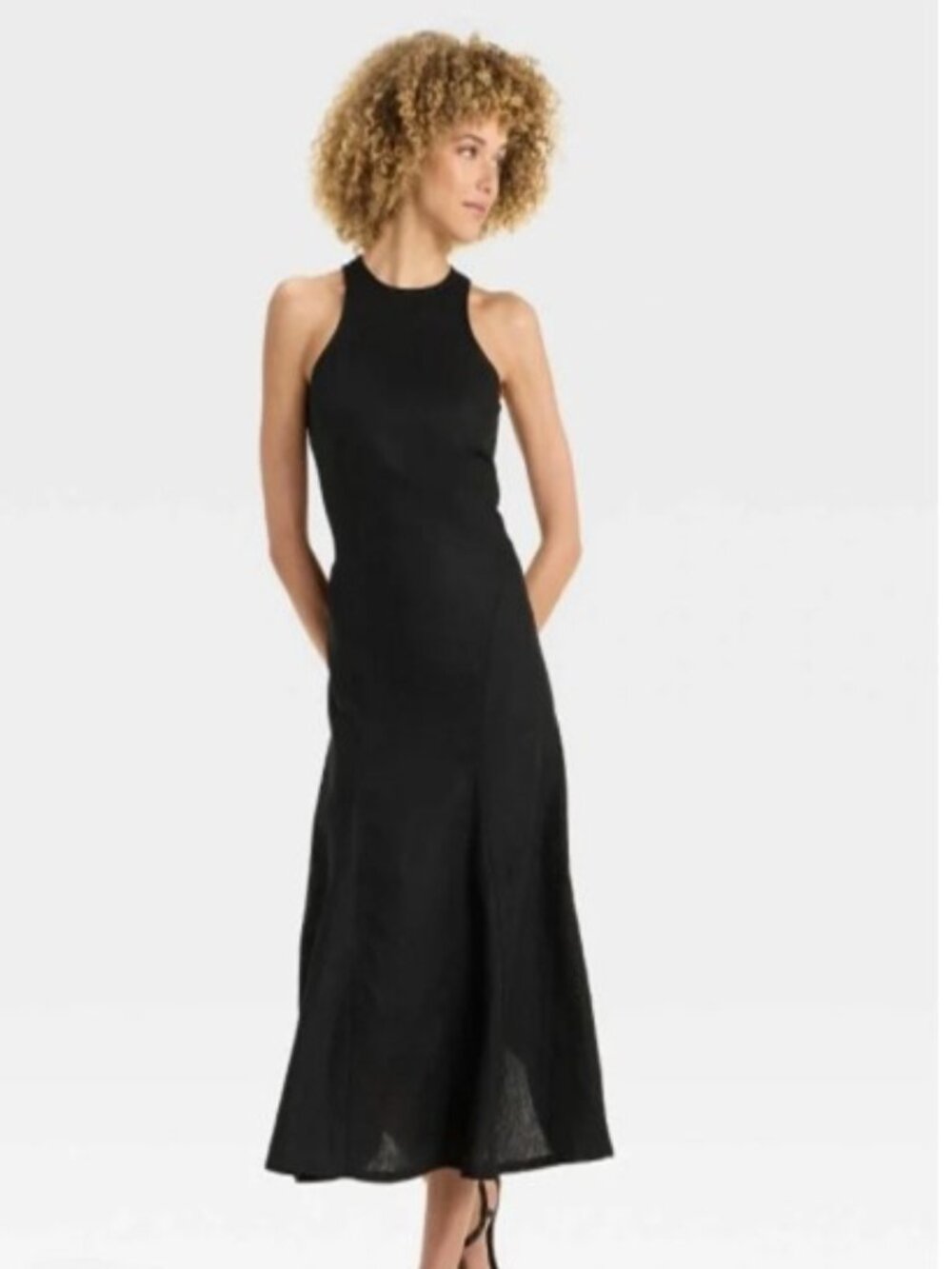 Future Collective Linen Blend Racerback A-Line Sleeveless Dress Size 16 NWT